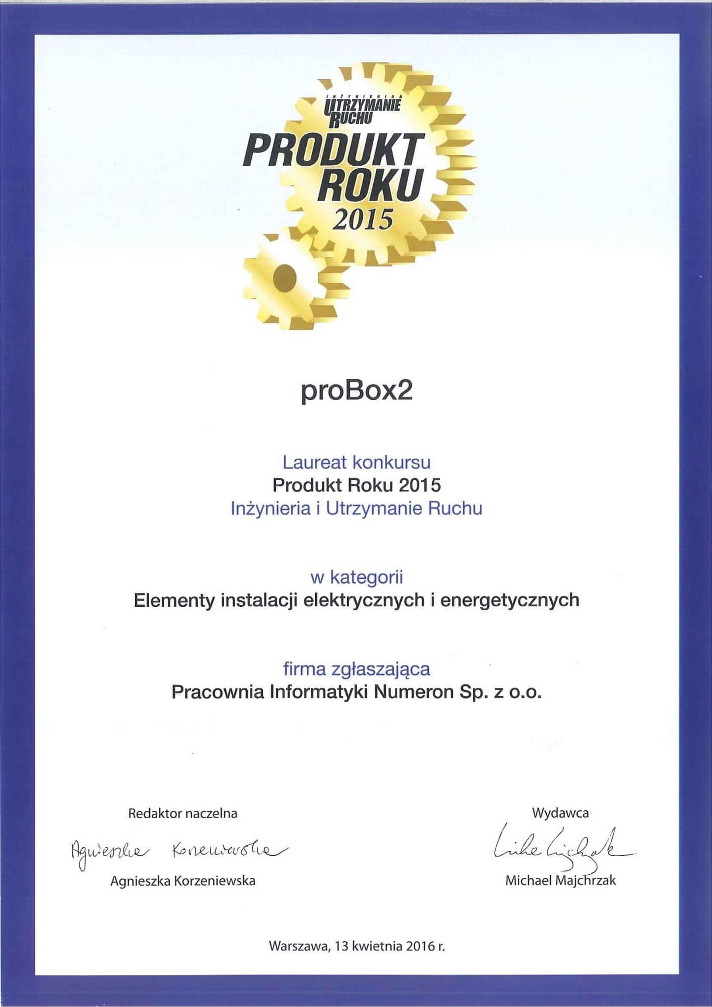 Urządzenie proBox2 uzyskało tytuł Produkt Roku 2015